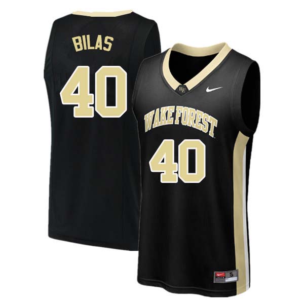 Men #40 Anthony Bilas Wake Forest Demon Deacons College Basketball Jerseys Sale-Black